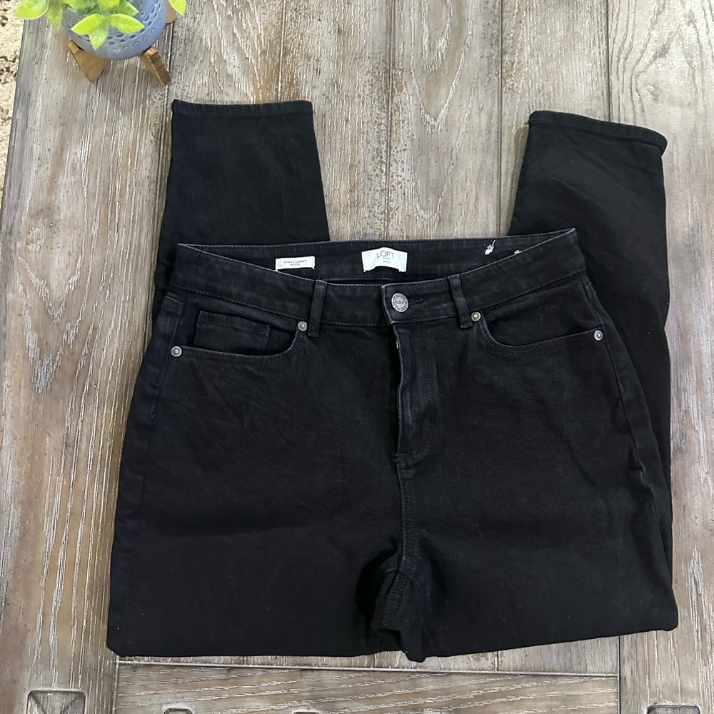 LOFT Women's High Rise Black Jeans - Picture 2 of 10